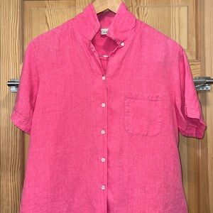 L.L. Bean Woman’s Casual Pink Button-Down Linen Shirt Sz L